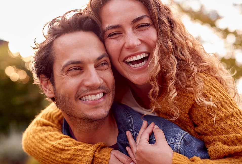 girl and boy in love hug